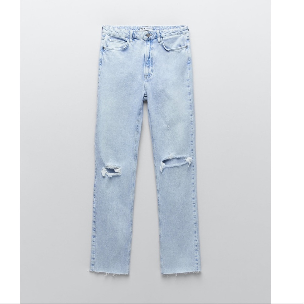 COPY - NEW ZARA flared ripped slim fit jeans Size…